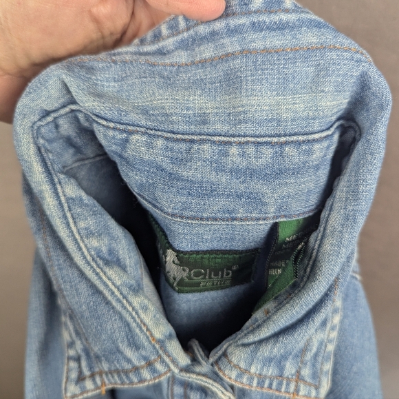Hunt Club Medium Petite Vintage-Looking Denim Button Down Shirt - Picture 7 of 9